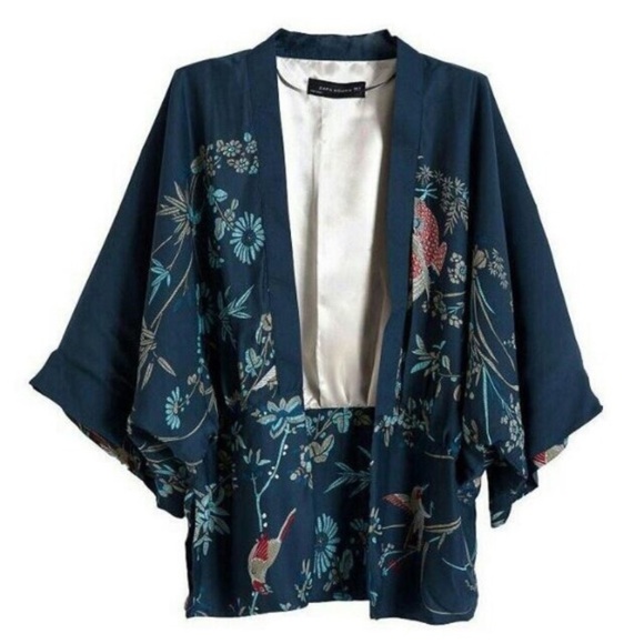 Zara Jackets & Blazers - Zara | Blue Asian Inspired Kimono Cardigan Medium